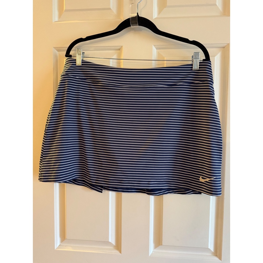Nike Golf Dri-FIT Navy Blue White Striped Pleated Skort Large